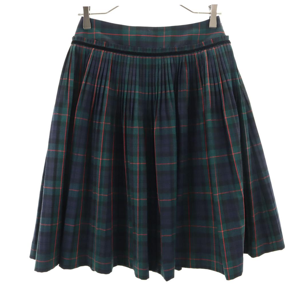 KEITA MARUYAMA Black Watch Midi Length Pleated Skirt Deep Green Women Used