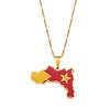 Stainless Steel Ethiopian Tigray Region Map National Flag Pendant Necklace Girl Girl
