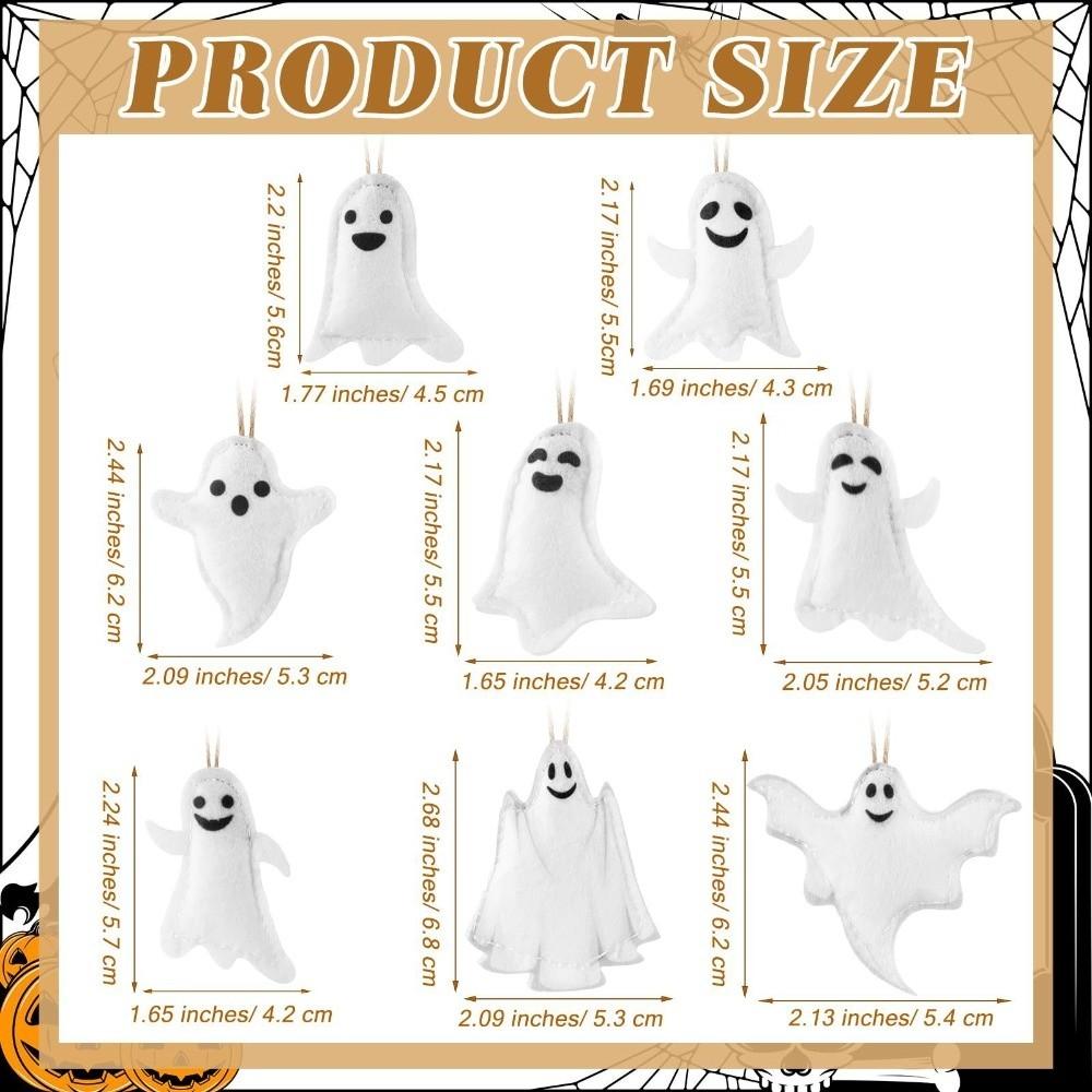 24PCS Ghost Venue Layout Halloween Ornament Hangable Ghost Felt Pendant for Car Interior Ornament