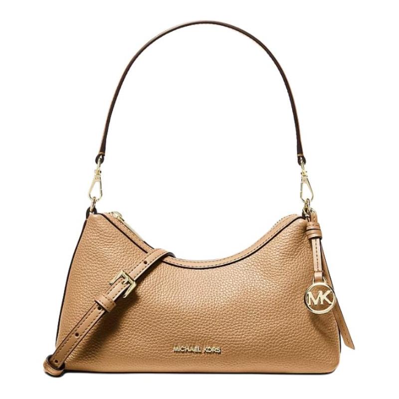 MICHAEL KORS Sammy detachable shoulder strap gold hardware pebbled leather shoulder bag small women s camel золотой