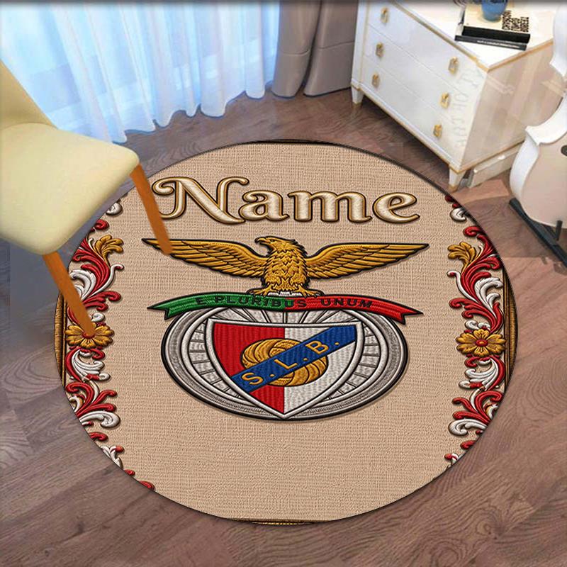Custom Name Benfica Printed Round Rug Carpet Chair Rug Area Rug Entryway Doormats,for Office Chair Living Room Bedroom Kitchen Room.