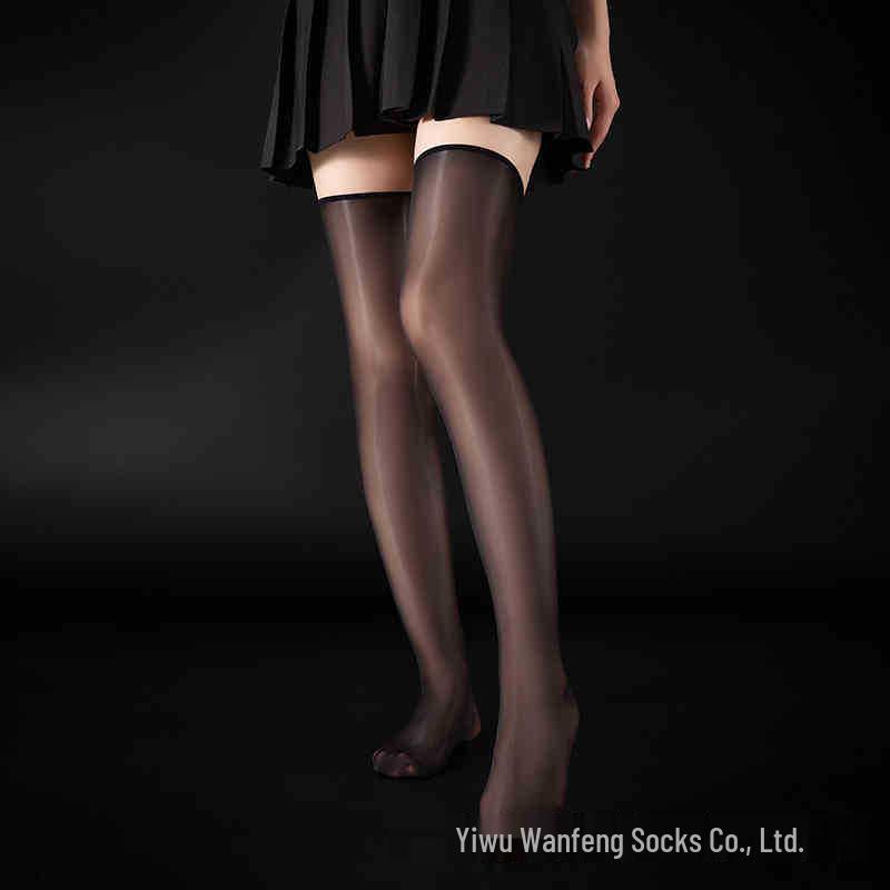 Women's Lace Trim Over-the-Knee Black Stockings with Butterfly Design