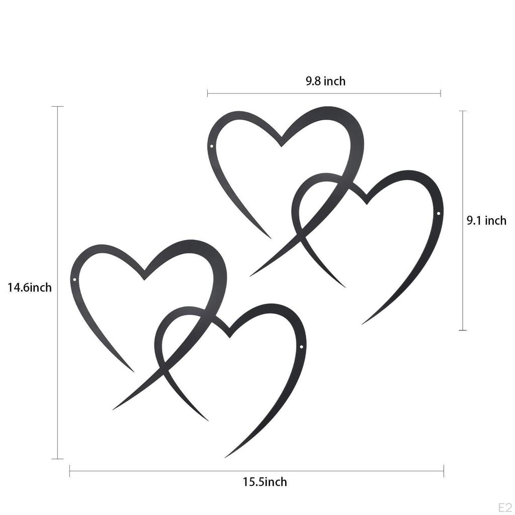 2 Stück Eisen Liebesherz Wanddekoration Ornament Skulptur für Valentinstag Deko Vielseitig