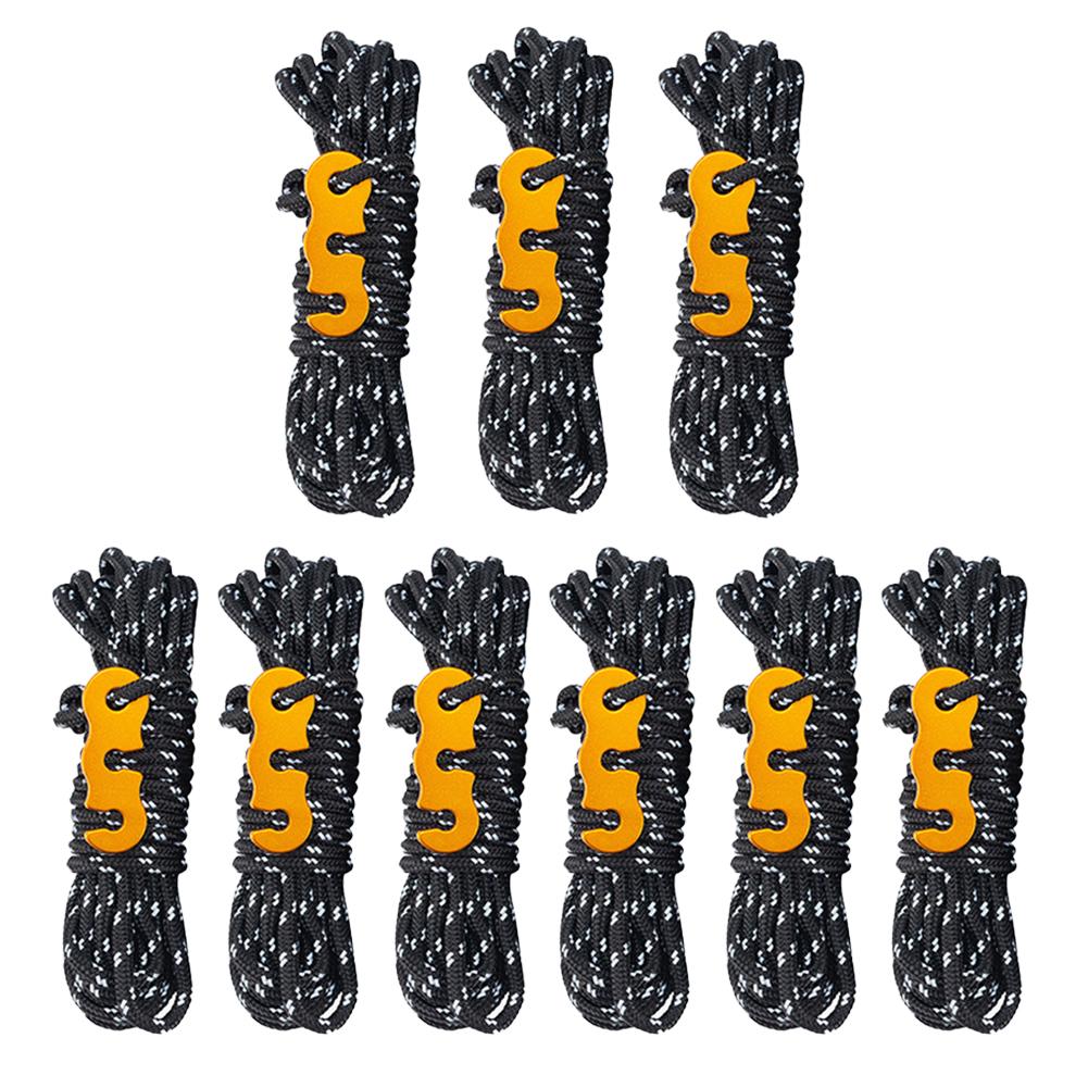 

8Pcs 3M Reflective Camping Rope Outdoor Tent Ropes Windproof Canopy Cord with Buckles Outdoor Hiking Shelter Safety Accessories