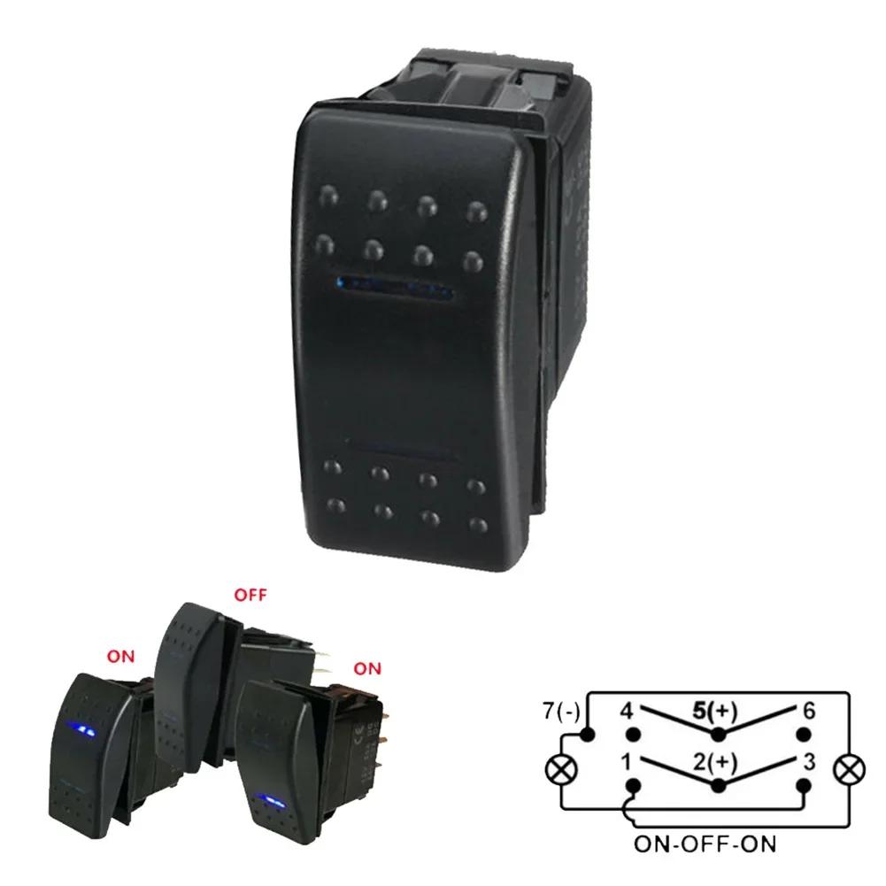 7Pin DPDT ON-OFF-ON 2 LED Rocker Switch Car Truck Marine Universal DC 12V 20A / 24V 10A  Rocker Switch For Boats Off-road Car China Mainland