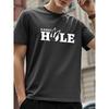 Men's Rabbit Hole Graphic T-Shirt - Whimsical Rabbit Ear & Letter Print, Casual Round Neck Summer Tee for Theme Parties & Casual Attire