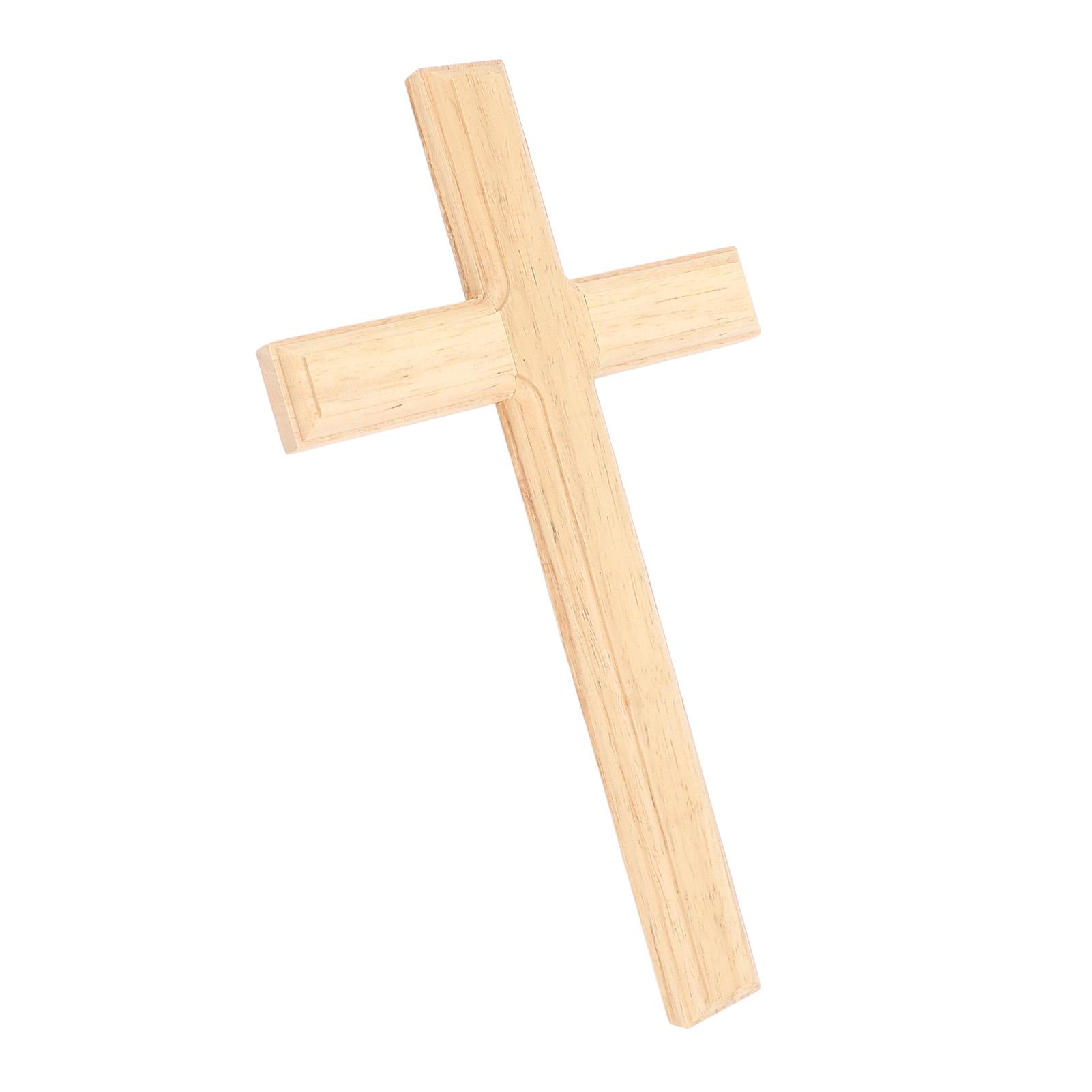 Деревянный Распятие Настенный Декор 30см Простое Гладкое Полированное Дерево Настенное Подвесное Распятие Цвет Дерева