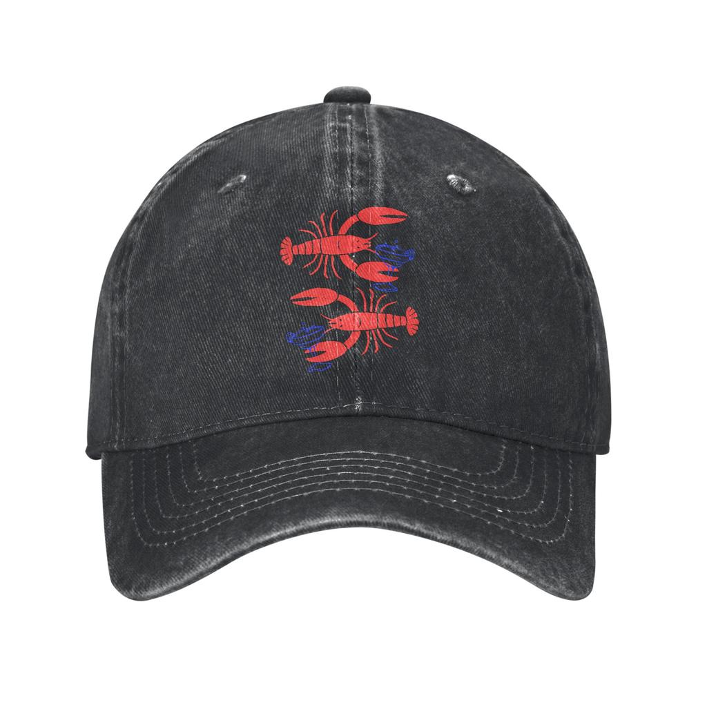 Vintage Lobster Ocean Life Baseball Cap Distressed Denim Washed Headwear Unisex Women Outdoor Activities Adjustable Fit Caps Hat