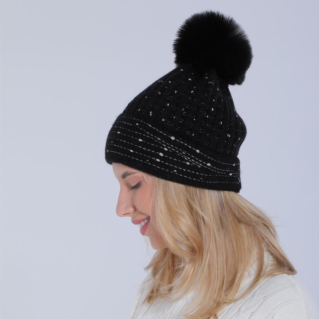 Women's Autumn Winter Plush Knitted Soft Rabbit Wool Hat Warm Beret