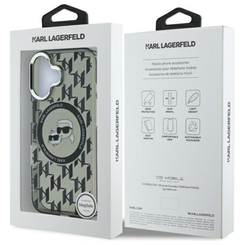 Karl Lagerfeld Iml Monogram Karl & Choupette Head Magsafe - Etui Iphone 16 (Czarny)