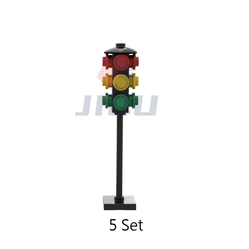 MOC City Train Track Model Train Track Rail Traffic Lights Aisle Barrier Pole city signal lamp Set High-tech Building Block Toys