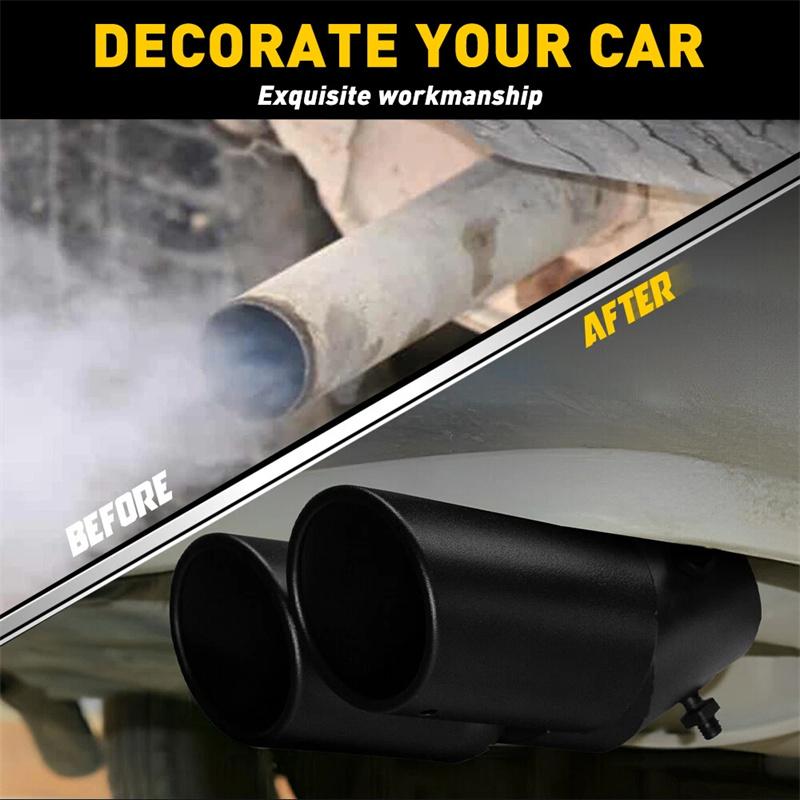 1 szt. 63 mm Uniwersalny Samochodowy Podwójny Wylotowy Układ Wydechowy Stal Nierdzewna Czarna Końcówka Wydechu Tłumik Końcówki Rury Podwójna Rura Końcówki Akcesoria Samochodowe