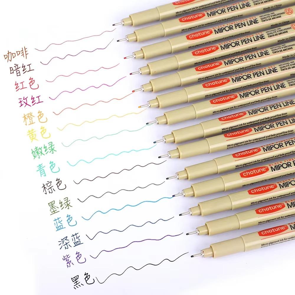 14 Colors Brush Micro Waterproof Fineliner Pen Set Ink Fine Point Pen Sketching Anime Artist Illustrating Drawing Supplies