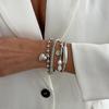 4-piece/set Fashion Imitation Pearl Metal Heart-shaped Pendant Bracelet for Women's Creative Silver Cubic Chain Jewelry