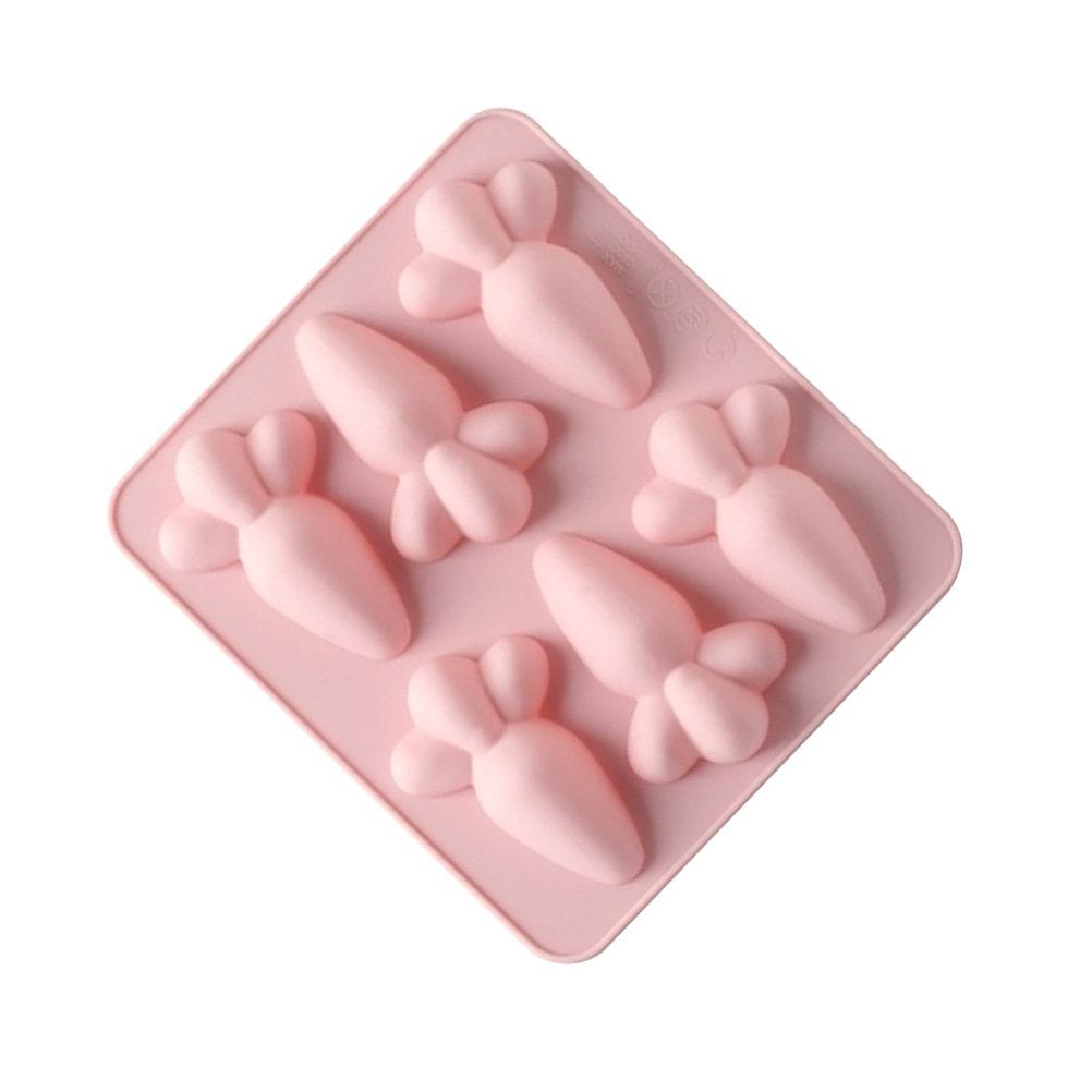 6-Cavity Carrot Cake Mold Silicone Baking Mold Pink Non-Stick DIY Cake Decorating Tool Fondant Chocolate Pudding Jelly Mould