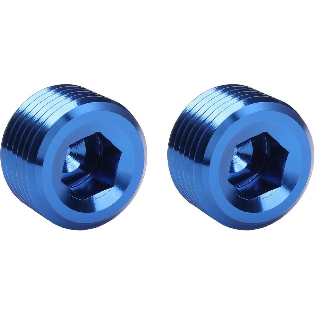 3/8 NPT Male Thread Allen Head Socket Pipe Plug Fitting Aluminum Black, Pack of 2