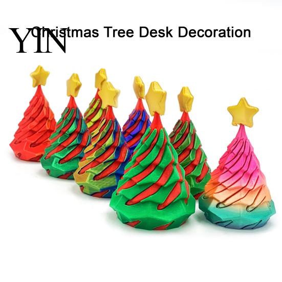 Christmas Tree Desktop Ornament Spiral Fidget Toy, 3D Printed Mini Xmas Stress Relief Cone Ornament, Toy for Desk Decoration