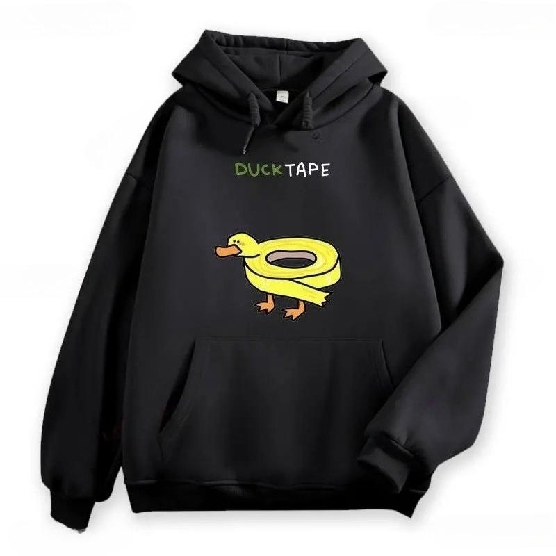 Trumpet Goose Print Loose Hoodie Cute Sportswear Retro Duck Hip-hop Streetwear Harajuku Women's Sweatshirt Fashionable Hoodie