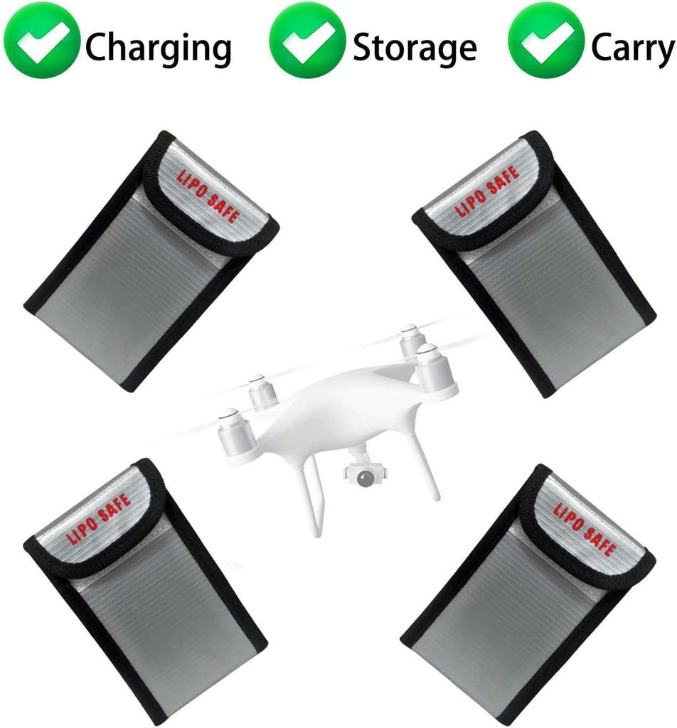 Fireproof Lipo Battery Safety Bag – 90x55x140mm – Explosion-Proof Protective Charging and Storage Case – 1 Piece