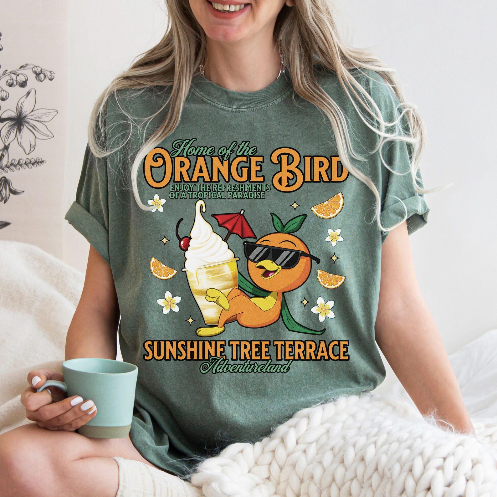Orange Bird Sunshine Tree Terrace Shirt, Vintage Epcot Tropical Adventureland Tee S