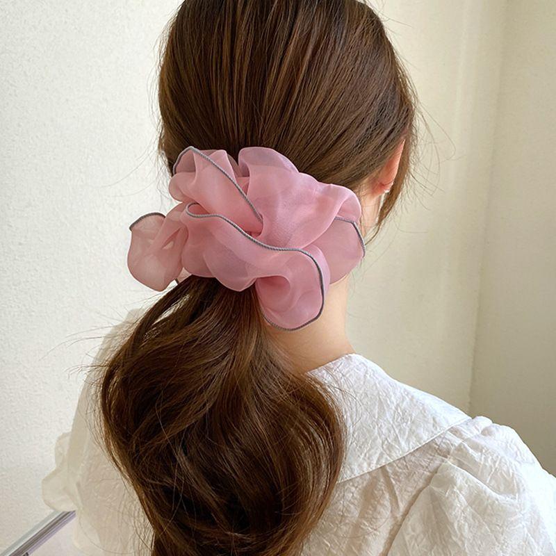 1pc Spring and Summer Oversized Organza Large Intestine Hair Loop Mesh Temperament Fat Intestine Loop Lock Edge Headband Flower