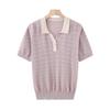 Summer Knit Lapel Ice Silk Top - Short-Sleeve T-Shirt for Middle-Aged & Elderly Women