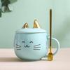 Mobile Phone Holder Mug with Lid Spoon Household Company Creative Personalized Cat Ceramic Cup Male and Female Cute Water Cup
