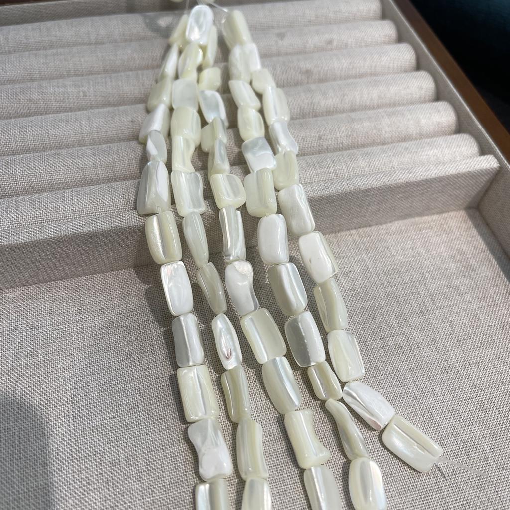 3 prameny, Bílé přírodní perly z sladkovodních mušlí, 12×20-13×22 mm, Ručně vyráběné korálky z mušlí ve tvaru podkovy pro výrobu šperků DIY 18 cm