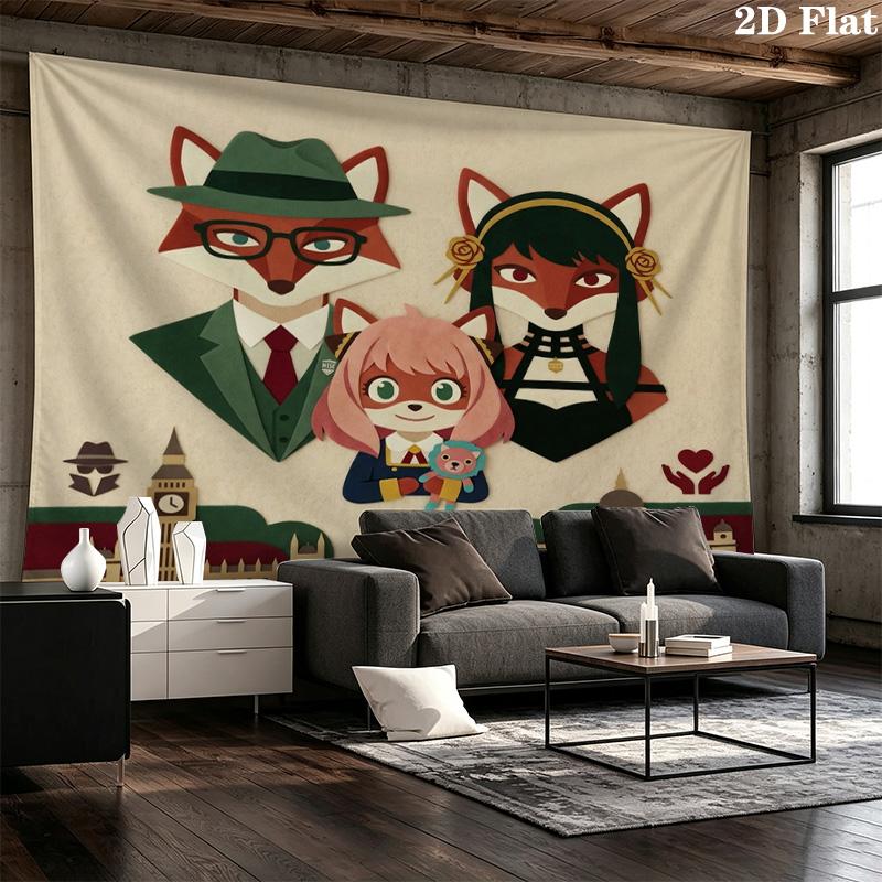 Spy Family Wall Tapestry Aesthetic Wall Hanging Printed Fabric Blanket Decorative Tapestries For Bedroom Living Room Home Decor
