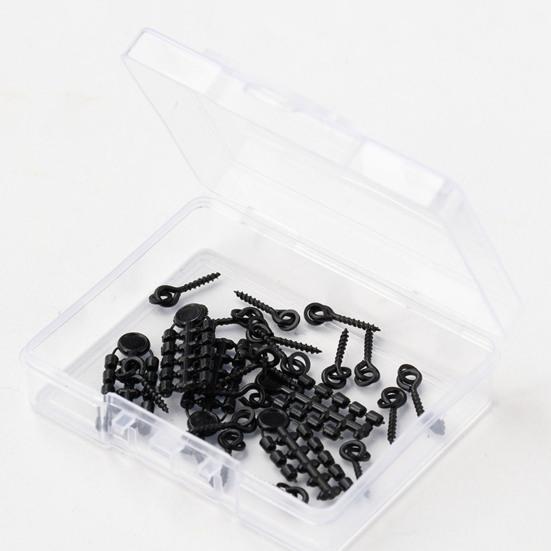 70Pcs/Set Carp Fishing Accessories Set with Storage Box Portable Round Oval Ring Screws Swivels Black Blocking Beans Carp Fishing Gear Equipment Kit