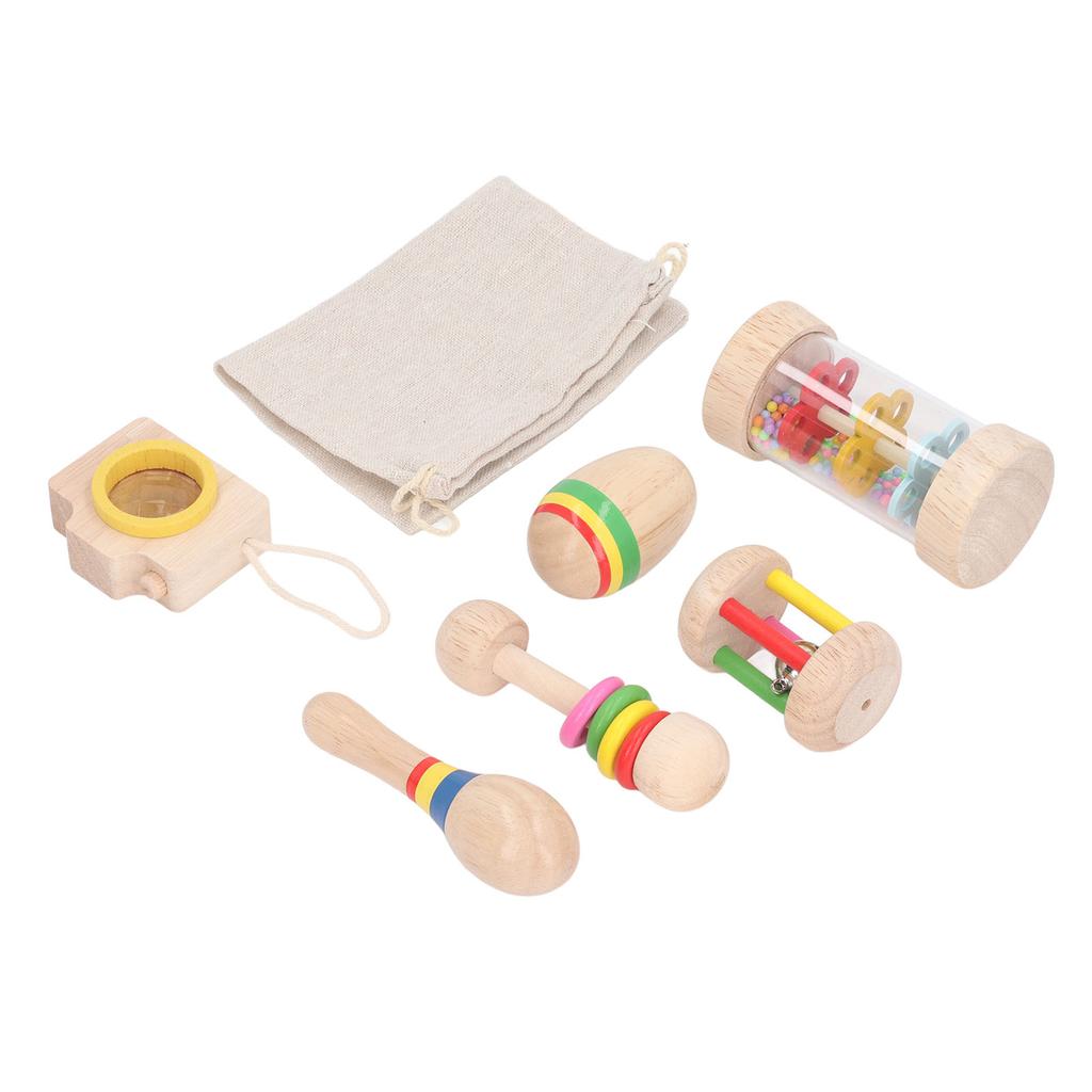 Kids Musical Instrument Toy Wooden Music Sand Hammer Rattle Bell Toys Set Kit for Home Travel