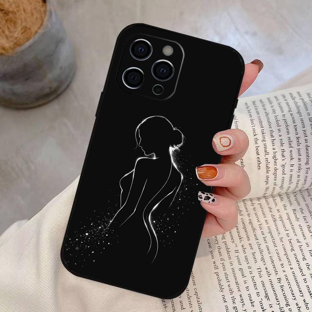 Art Sexy Body Woman Phone Case For iPhone 17,16,15,14,13,12,11 Plus,Pro Max,XS,Soft Silicone Black Cover