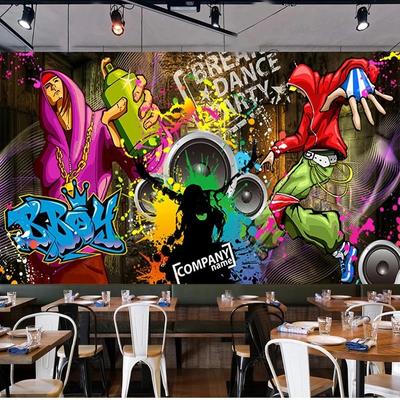 Creative Retro Graffiti Hip Hop Wallpaper Children's House Background Wall Mural Home Decor