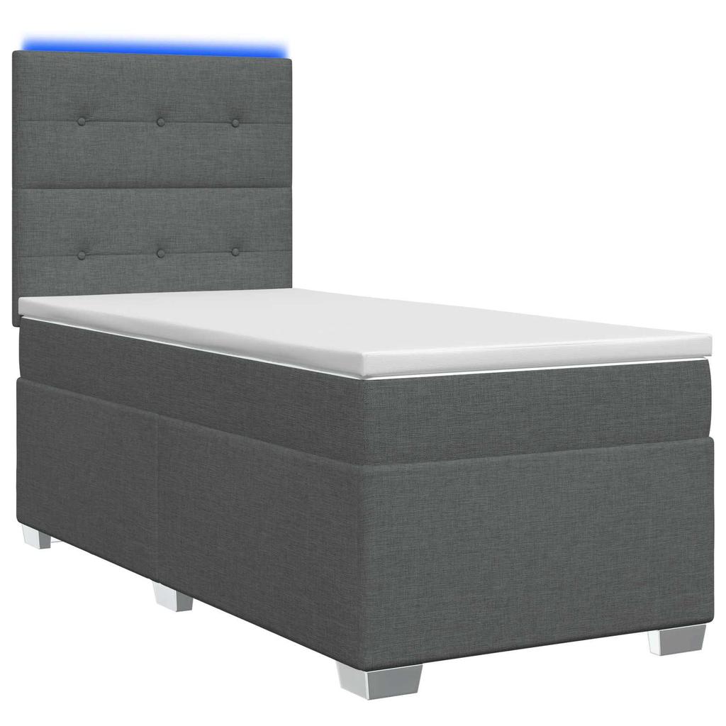 Box Spring Bed with Mattress Dark Gray 80 X 200 Cm Fabric