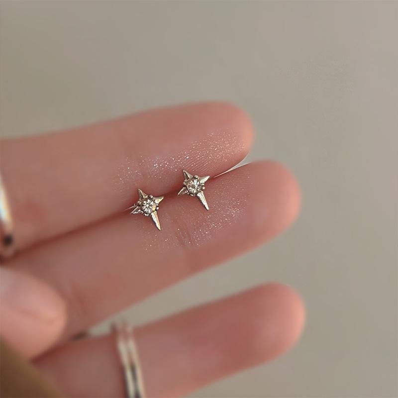 S925 Silver Stud Earrings Women's Ear Hole Earrings Niche Design Earbone Studs High-end Earrings