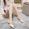 Mules Women's Slippers and Ladies Sandals Rhenstone Leather Pointed Toe Crystals Jewels Flat Outside Job Shoes Off White Slides