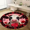 1pc Valentine's Day Cow Print Round Rug for Home Office Outdoor Gift Decoration RA1529