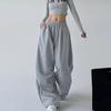 GlowGirl GlowGirl New Harajuku Wide Leg Sweatpants Women Streetwear Baggy Oversize Gray Sports Pants Woman Drawstring Casual Joggers Trousers