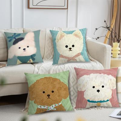 Süße Cartoon-Kunst Kritzelnder Welpenhund Kunst Bequeme weiche Kissenhülle für Sofa Wohnzimmer Heimbüro Dekoration Schutzhüllen