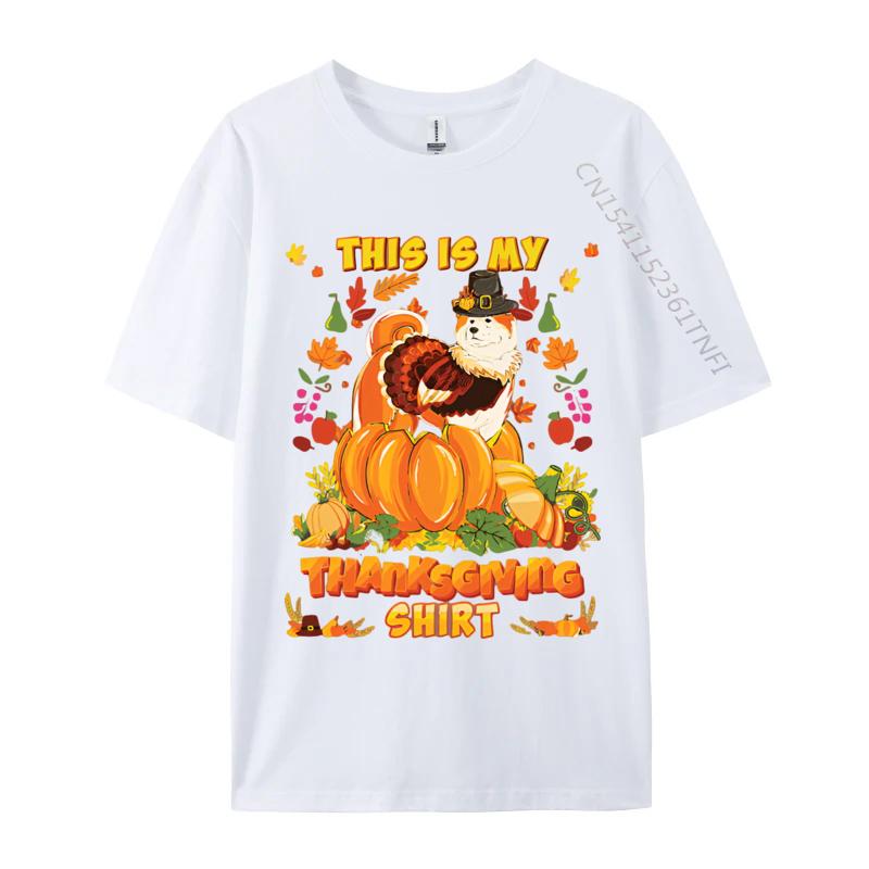 

Mens Tshirts This Is My Thanksgiving Akita Dog Bless T Shirt Cool Tees For Men Loose Tops Tees Cotton S