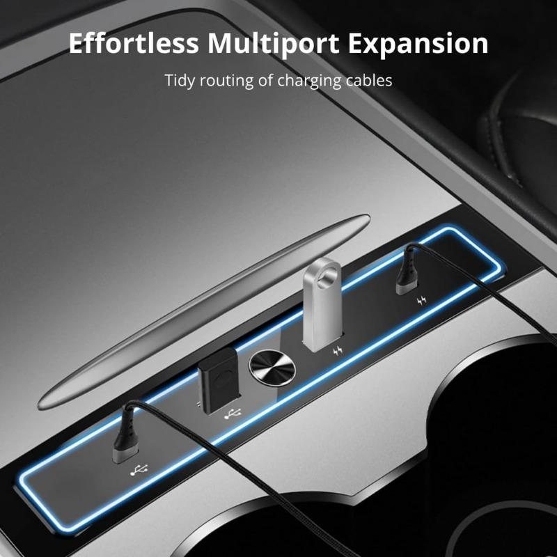 For Model 3 Y 2025-2025 27W USB Quick Charger Shunt Hub Intelligent Docking Station Powered Splitter Stable Extension Adapter