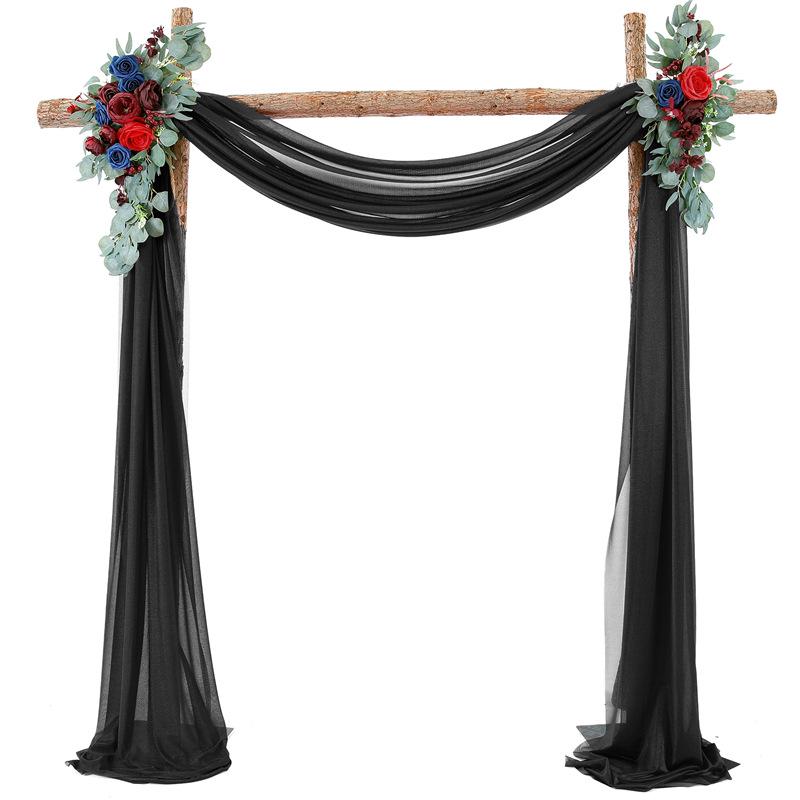 Forest Style Wedding Arch Decoration: Outdoor Lawn Chiffon Gauze Curtains