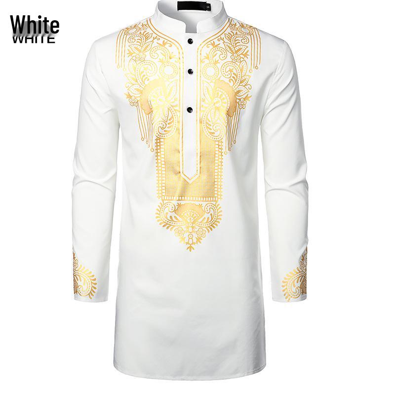 Men's Casual African Style Long Sleeve Print Shirt