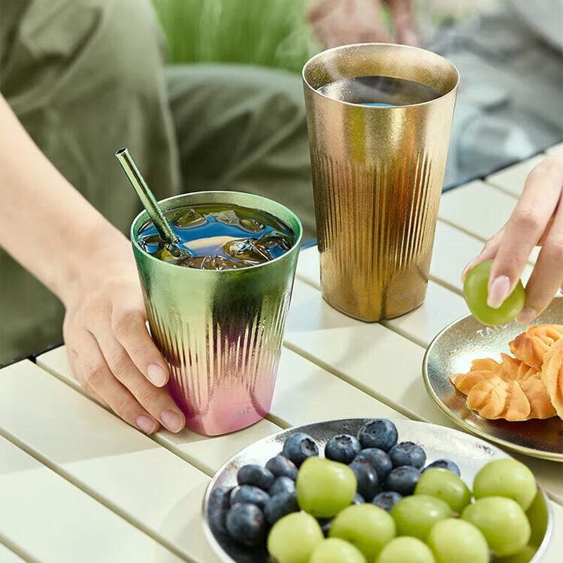 TAIC Pure Titanium Double-Layer Insulated Coffee/Tea Mug with Straw