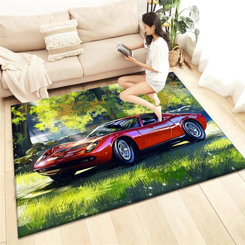 HD Racing Printed Carpet Anti Slip Living Room Rug, Sofa Mat & Chair Cushion Picnic Camping Lounge Mat for Home Decor