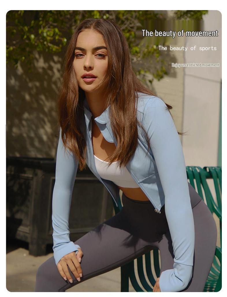 Nowa kurtka do jogi typu slim fit: Top sportowy z długim rękawem i stójką