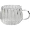 Glass Petal Cup with Handle, Vertical Patterned Transparent Cup for Flower Tea, Green Tea, Home & Drinking