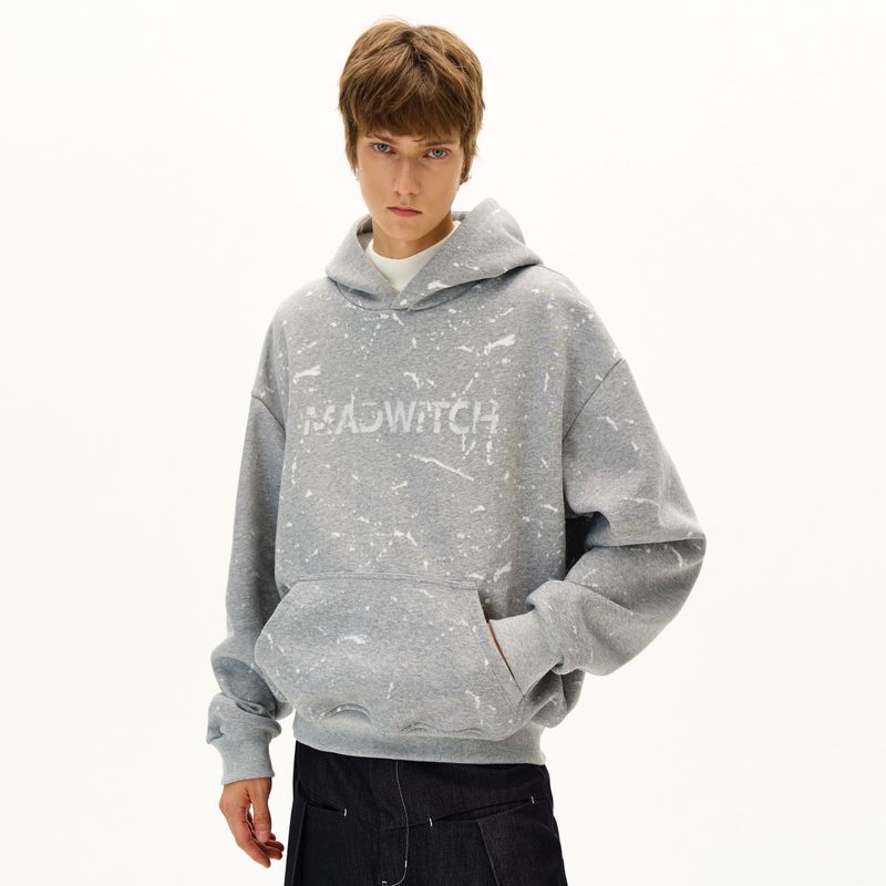 

Madwitch American-Style Burnt Floral Patchwork Print Hooded Sweatshirt for Men and Women, Loose Casual Couple Hoodie Jacket Original Gray XL