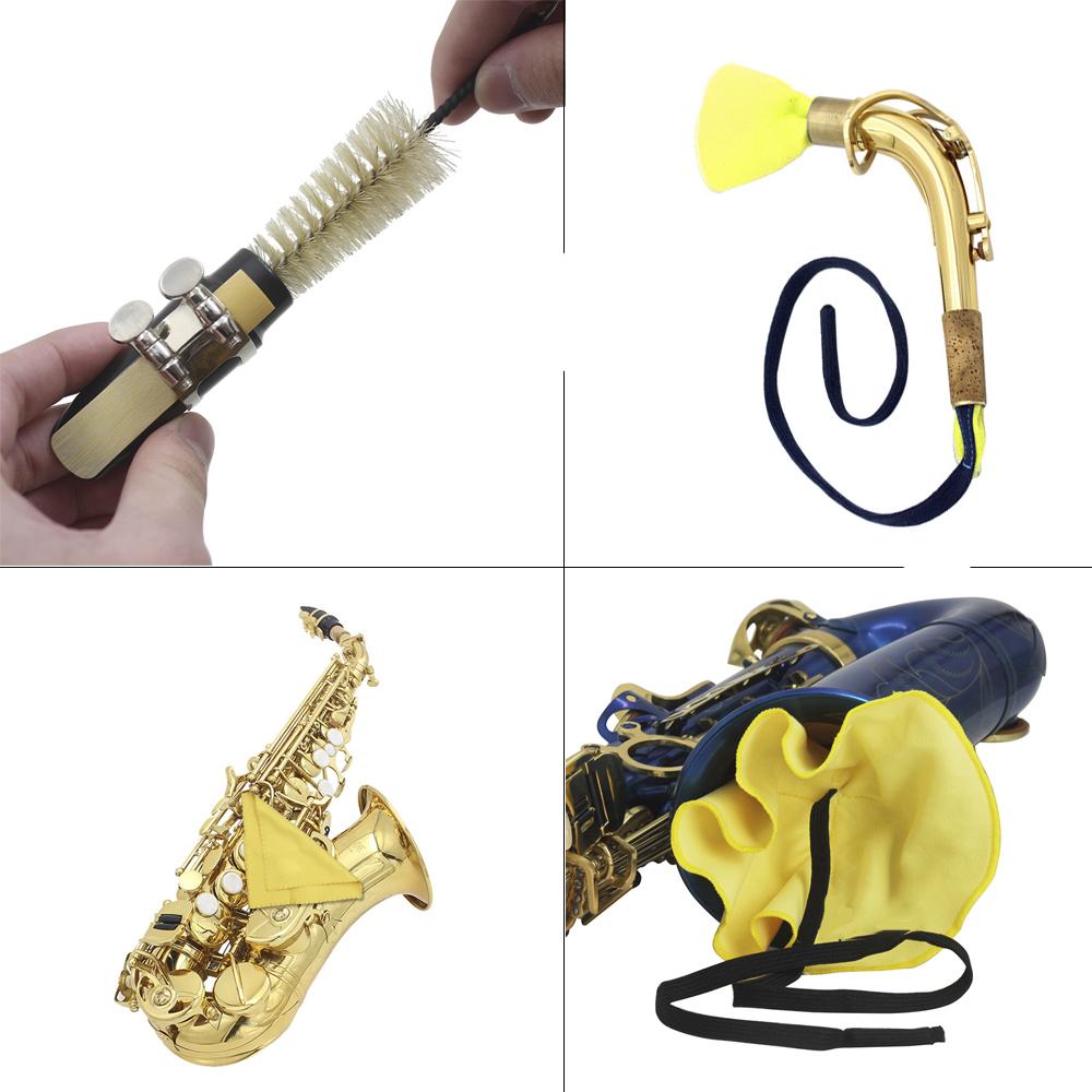 Kit per la cura della pulizia del sassofono, 3 pezzi, panno per la pulizia + spazzola per bocchino, strumento musicale