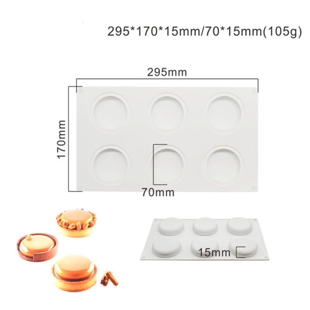 6 Flat Round Mousse Mould Chocolate Silicone Mould Western Pastry Round Tart Mould Tower Ring Baking Mould